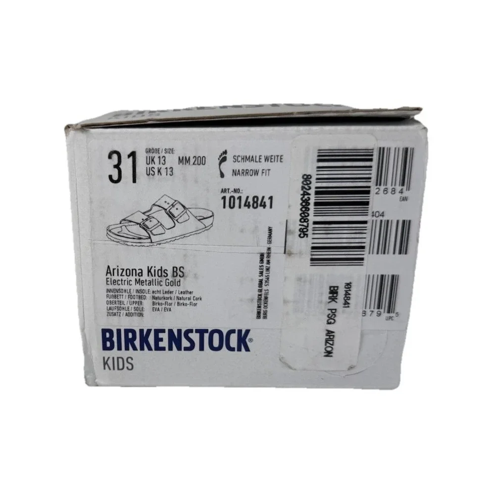 Birkenstock Arizona Kids Gold Electric Metallic Girls Size 13C‎